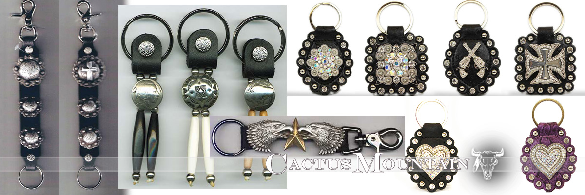 Key Chains beaded with concho are hand crafted in the USA with a Native American and biker spirit