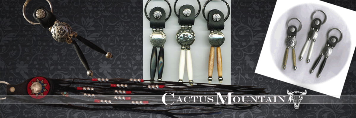 Beaded & Concho Key Chains Leather, Bone or, Horn Beads & Conchos