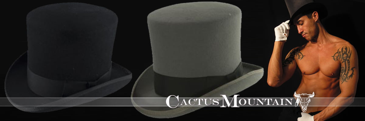 Mad Hatter Top Hats - High Quality "Mad Hatter" Fur Felt Top Hats in Black or, Gray $99