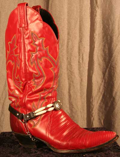 2 Strand Leather Bootstraps Beaded with Conchos & Chain Clips - Sorry, we do not sell the boots!