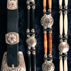 2 Strand Beaded Belts with Conchos, Cow Bone & Buffalo Horn Beads