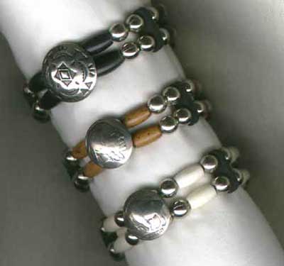 2 Strand Beaded Concho Bracelets with Bone Beads