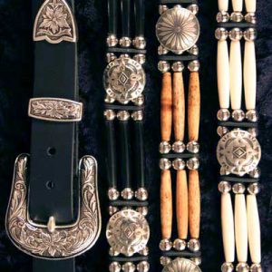 3 Strand Beaded Belts with Conchos, Cow Bone & Buffalo Horn Beads