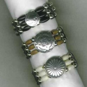 3 Strand Beaded Unique Conchos Bracelets with Bone or Horn Beads