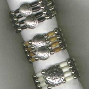 4 Strand Beaded Unique Conchos Bracelets with Bone or Horn Beads