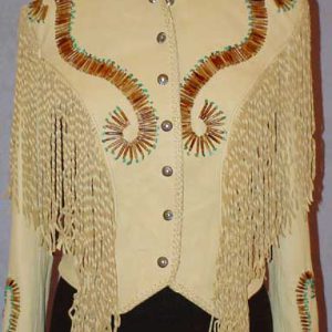 Music City fringed and beaded woman's leather motorcycle jacket