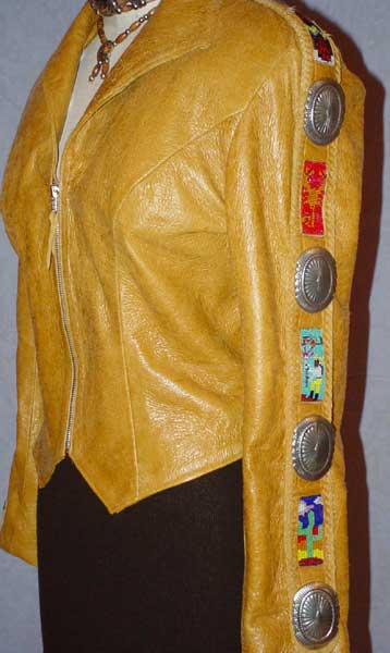 Story Teller Beaded & Concho Ladies Leather Jacket - Sleve