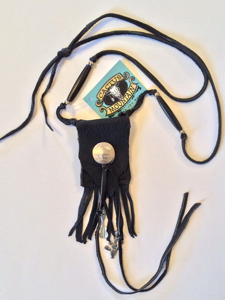 Bison Medicine Bag with Fringe Buffalo Beads and Charms