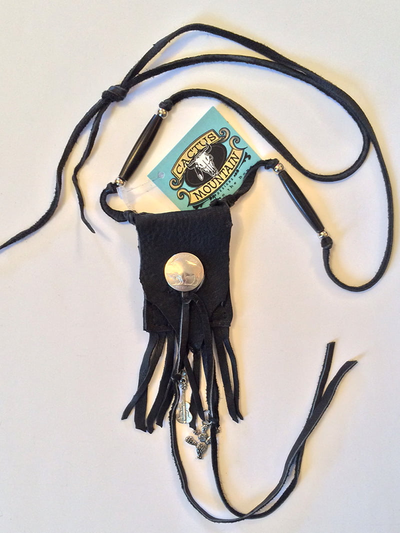 Bison Medicine Bag with Fringe Buffalo Beads and Charms