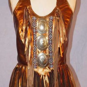 Come and Get Me Copper Women's Large Concho Leather Halter Top