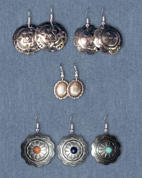 Concho Earrings with Sterling Silver Ear Wires Handmade in the USA
