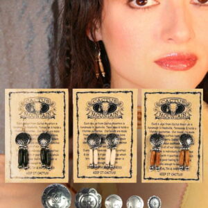 Concho & Pipe Bead Earrings Buffalo, Indian nickels or, Rio Conchos