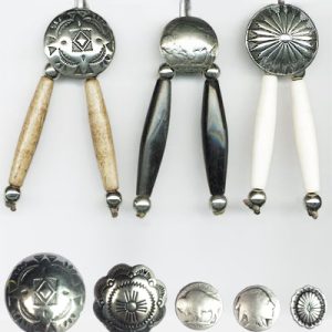 Concho Zipper Pulls with pipe beads, buffalo or Indian head nickels