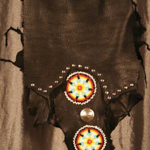 Deer Abbey Studded Pouch Bag with Beaded Native American Shields