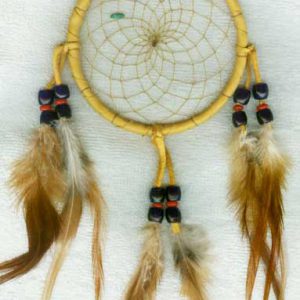 2-10 Inch Deerskin Dreamcatchers with Beads, Feathers and Stones