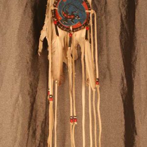 Gecko fringed deerskin medicine bag handmade Native American style