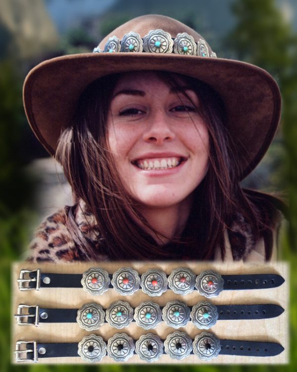 Leather Hat Bands with Rio Conchos and Semi Precious Stones