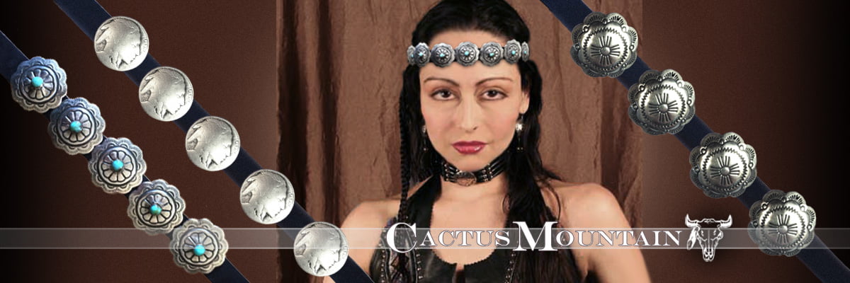 Leather & concho headbands handmade in Nashville, Tennessee, USA