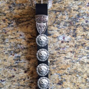 Marshal Dillan Leather Concho Belt Heavy Tanned Latigo leather