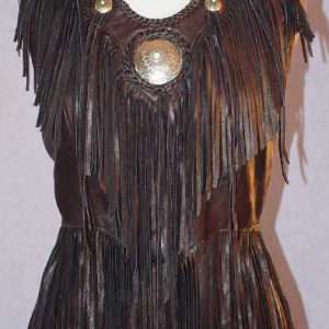 Milestone Women's Deerskin Fringed Leather Halter Top with Conchos