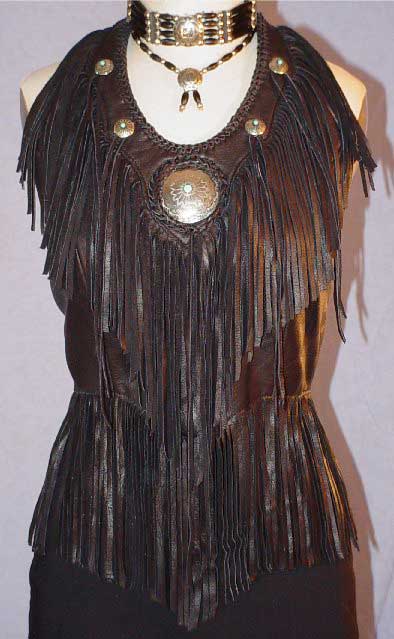Milestone Leather Halter Top Women's Fringed Deerskin with Conchos