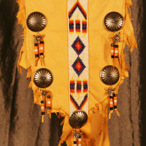 Prairie Dust Deerskin Pouch Bag with Conchos & Loom Beaded Band