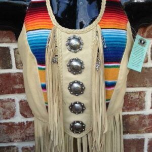 Sedona Women's Deerskin Fringed Leather Halter Top Serape in the Front