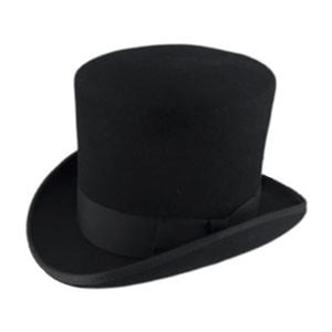 High Quality "Mad Hatter" Flattop Shape Fur Felt Top Hats in Black