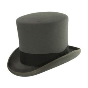 High Quality "Mad Hatter" Flattop Shape Fur Felt Top Hats in Gray