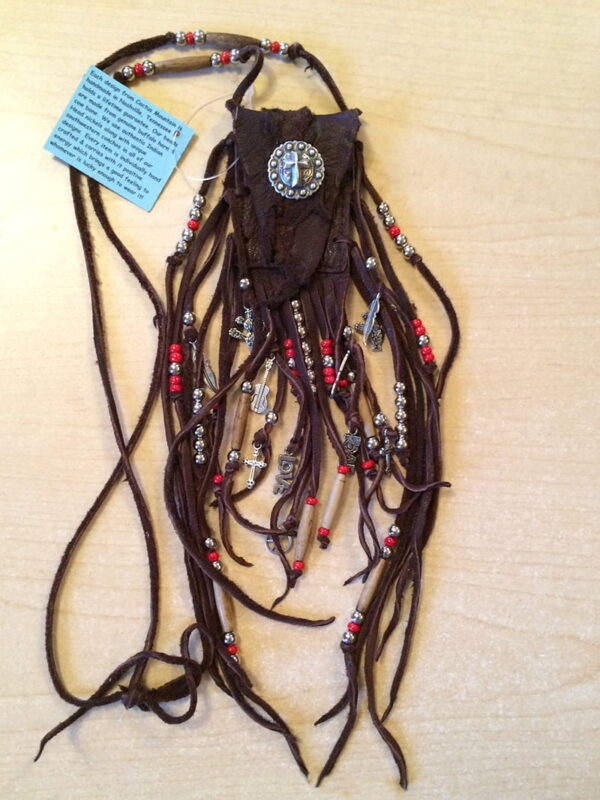 Silverado Medicine Bag Templar Cross Concho Tea Cow Bone Beads
