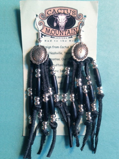 Fringed Leather & Concho Earrings with Choice of any of our Conchos