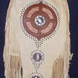 Stardust Fringed Handbag handmade deerskin and nickel conchos - Front