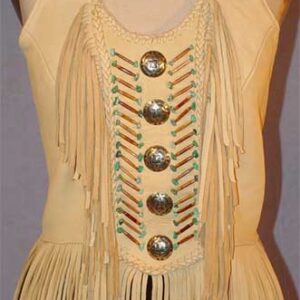 Vision Quest Women's Deerskin Fringed Leather Halter Top with Gemstones