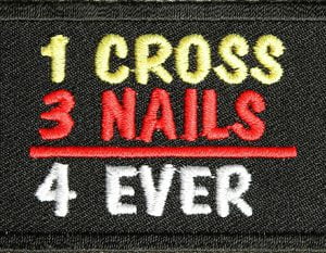 1 Cross 3 Nails Christian Patch Embroidered biker patch heat seal backing