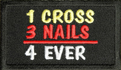 1 Cross 3 Nails Christian Patch Embroidered biker patch heat seal backing