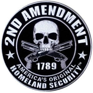 2nd Amendment Skull Patch Embroidered skull patch heat seal backing