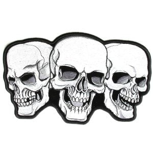 3 Skulls Patch Embroidered skull patch heat seal backing