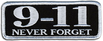 9-11 Never Forget Patch Embroidered funny tab patch heat seal backing