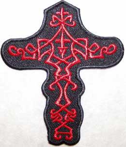 Cross Christian Patch Embroidered biker patch heat seal backing