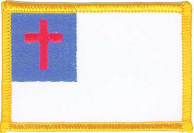 Christian Flag Small Patch Embroidered biker patch heat seal backing