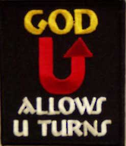 God Allows U Turns Christian Patch Embroidered biker patch heat seal backing