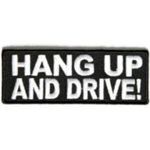 Hang Up And Drive Patch Embroidered funny tab patch heat seal backing