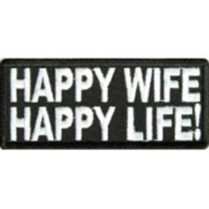 Happy Wife Happy Life Patch Embroidered funny tab patch heat seal backing