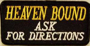 Heaven Bound Christian Patch Embroidered biker patch heat seal backing