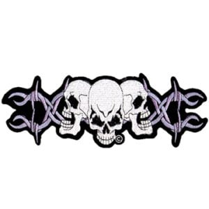 Barbed Wire Skulls Patch Embroidered biker patch heat seal backing