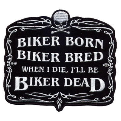 Biker Born Patch Embroidered biker patch heat seal backing or, sew on
