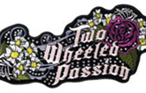 Two Wheeled Passion with Rhinestones Patch Embroidered biker patch heat seal backing