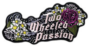 Two Wheeled Passion with Rhinestones Patch Embroidered biker patch heat seal backing