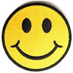 Smiley Face Patch Embroidered funny tab patch heat seal backing
