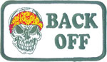 Back Off Patch Embroidered biker tab patch heat seal backing